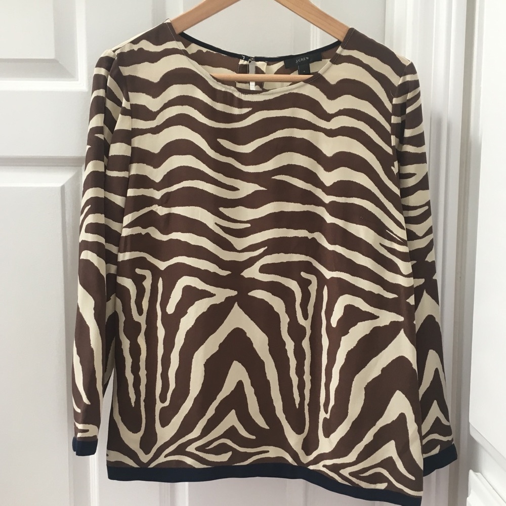 J Crew animal print silk blouse